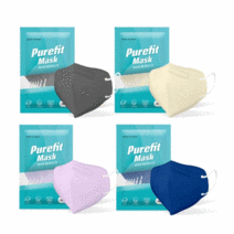 퓨어핏 컬러마스크 대형 새부리 50매 / Purefit color mask 덴탈 비말차단 재채기 약국 편의점 운동할때 국내생산 일회용마스크, 그레이, 25매입 총100매