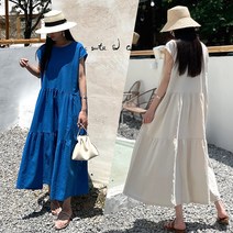 하늘바라기 여성용 빅파브 린넨 캉캉 롱 원피스