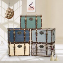 빈티지 나무상자 영국 엔틱가구 유럽 보물상자 레트로인테리어 소품 뚜껑있는수납함, M사이즈 40 25 25 cm, 빈티지 그린