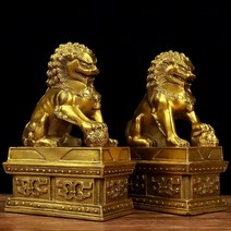 인테리어소품 가정 사무실 풍수지리 행운 황동 사자상, 사자 한쌍 6x4x10cm