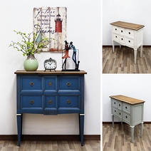 보니 체스트(블루/그레이/화이트) 82x35cm 현관 복도 거실 폭좁은 작은 미니 모던 프렌치 엔틱 서랍 포인트 콘솔 가구, 그레이