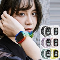 [천삼백케이] [골피아] LD-1006 A풀커버스트랩 투명 스마트워치밴드 스치케이스, 06. 민트/38-40-41mm
