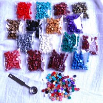 씰링왁스 만들기재료 22컬러 비즈왁스 100알 씰스탬프, 블랙