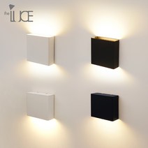 LED 모던 사각 방수 벽등 실내 실외 거실 간접 조명 벽조명 직부등, 블랙 16W(2등형)