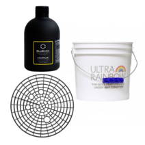 울트라레인보우 350 워시버킷+5홀그릿가드(검)+블루믹스 카샴푸 / 세차버킷 세트