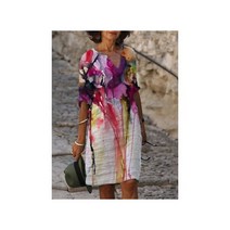 여름 드레스 여성 패션 캐주얼 빈티지 프린트 v 넥 다목적 거리 vestidos 지원 도매
