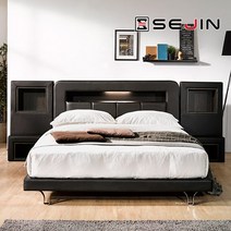 [세진침대] 세인트 프리미엄 PU가죽 투매트리스 평상형 침대 퀸(Q), 초코브라운