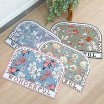 빈티지 플라워 규조토 발매트, 핑크