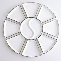 구절판 화이트 세라믹 나눔 접시 세트, M