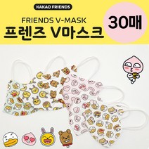 카카오 캐릭터 마스크 대형 30매 새부리형 어피치 프로도, 무지 화이트, 30개