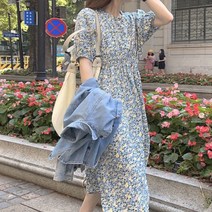 여리여리 플라워 패턴 청순 러블리 여성 반팔 원피스