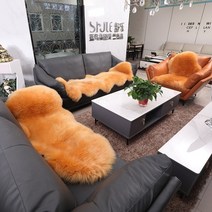 진짜 양모 양모 카펫 럭셔리 거실 깔개 긴 털이 매트 좌석 패드 두꺼운 부드러운 얽히고 설킨 소파 의자 커버 홈 매트, 1pcs 황금 낙타, 0.5p 55x60cm