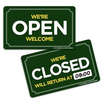 긱베어 OPEN CLOSED 디자인 표시판 가게 영업중 안내판 오픈 플로즈 팻말, 그린