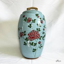 달빚도자 [여주도자기_흙도예] 하늘 고목단 20kg 쌀독 쌀항아리+뚜껑포함(일자형) 봄맞이 주방아이템