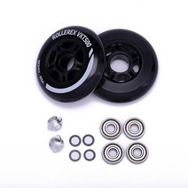 Rollerex VXT500 인라인 스케이트/롤러블레이드 휠 (베어링 스페이서 및 와셔 포함 2팩) (스틸 블랙 72mm), 76mm, Steel Black, Steel Black