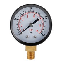 게이지 방사형 공기 압력 유압 0-200psi 0-14bar 1/8NPT 48mm 수압 측정기, 1개