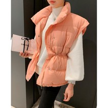 여성 하이넥 허리 스트링 패딩 조끼 베스트 (4color)