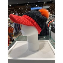 루이까스텔[NC강남] 여성 여우털 와펜 포인트 방울 비니, 오렌지