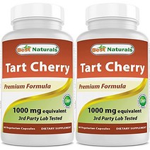 Best Naturals Tart Cherry Extract 베스트 내추럴스 타트 체리 추출물 1000mg 60비건 캡슐 2팩
