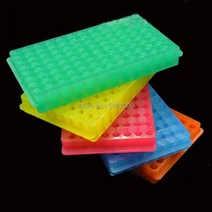 실험실 연구실 유리병 시약병 거치대 보관함 실험실 96 홀 플라스틱 0.5ml / 1.5ml/2ml 양면 다양한 구멍, 01 blue