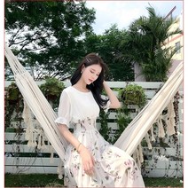 분위기있는 투피스느낌 바캉스룩 플레어 쉬폰원피스 #3526870ea
