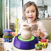 도자기 물레 턴테이블 손물레 전기 회전판 만들기 그릇 클레이 기계 학생 부드러운 점토 diy 기성품 빌렛 장난감 바퀴 페인트 세트, 보라색과 800g 점토