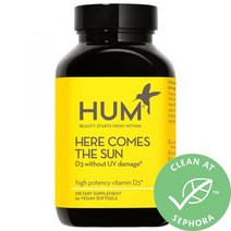 험 뉴트리션 HUM Nutrition Here Comes The Sun 비타민 D Vitamin D 면역력 증대 영양보충제 Immune System Support Supplemen, 30 Soft Gels