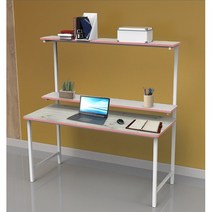썬라이프 F3입식 1200 2단선반 학생 게이밍 DIY 철제 컴퓨터책상, 1200워시핑크