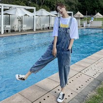 Momolatti 빅포켓 데님 빅사이즈 멜빵바지