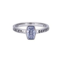 Harley-Davidson Womens 루테늄 Plated Stone Stackable Ring Gray HDR0489 636415