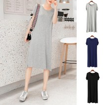 홈웨어 살랑살랑 시원한 무지 반팔원피스 바캉스룩