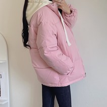 제이에프앤씨 남녀공용 파스텔 오버핏 후드 숏패딩 점퍼 사이즈