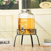 유리 셀프 서비스 병 대용량 음료 디스펜서 15L 미라주 정용 6L 주스 투명한, 4L+ABS 수도꼭지+반바지 꽃꽂이 온수사용금