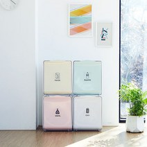 센스큐 매직큐브 분리수거함 32L + (일반항균) 롤백 100매, 민트+일반롤백 100매