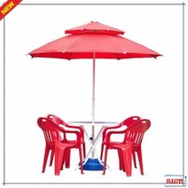 비치파라솔 편의점 4인용 파라솔세트C(대-녹색-받침별매), 원형 녹색, 빨강