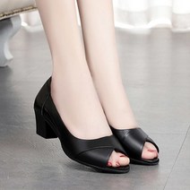 에블 대박걸 토오픈 미들힐 5cm 여성 정장 슈즈 낮은굽 구두 2color