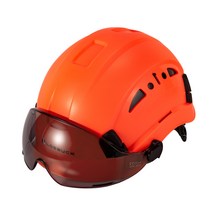 경량 안전모 헬맷 충돌 방지 눈 머리 보호 작업 현장, 주황색 안전모   짙은 고글