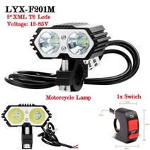 12v-85v 전기 오토바이 빛 30w led 모터 자전거 자전거 램프 오토바이 차량 헤드 라이트 조명 스쿠터 액세서리, f201m-1pc 스위치