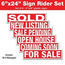 6 Pack Real Estate Plastic Sign Riders- Coming Soon for Sale Sale Pending New Listing Sold Open, 1