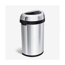 심플휴먼 Simplehuman 60 리터 159 갤런 대형 반원형 개방형 쓰레기통 용 등급 헤비 게이지 스테인리스 스틸, 솔질, 60리터 세미 라운드