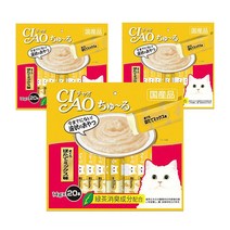이나바 고양이 챠오 츄르 20P, 참치 + 조갯살 혼합맛 14g 20P (SC-129), 3개