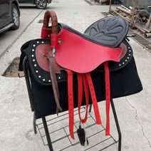 말안장 풀세트 소가죽 쿠션 몽골 승마 컬러 패드, 10)가죽 라지 안장 레드+풀옵션