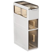 WEAFIEO 좁은 욕실 타월 보관 캐비닛 슬림 바닥 독립형 롤링 방수 정리함 서랍과 손잡이 포함 작은 욕실 화장실 세탁 틈 - 이미 설치됨(2단)