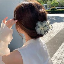[유나네] 풍성한 플라워 빅 집게핀 여성스러운핀 플라워핀 m100풍성한머리 패셔너블한 30대 40대 워킹맘