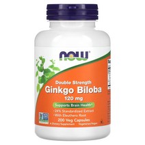 나우푸드 더블 스트렝스 징코 빌로바 120mg 200정 베지캡슐 하이프로멜로오스(셀룰로오스 캡슐) 및 스테아르산 은행잎 추출 엘레우테로 가시오가피, 1개