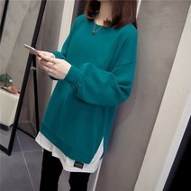 블랙보이 001203 여성용 빅사이즈 긴팔 티셔츠 라운드 큰사이즈 티셔츠 화이트 밑단포인트 여성 긴소매 티셔츠