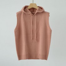 여성용 데일리 레이어드 시크릿 로고 살라 후드 니트 조끼 j406