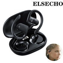 ELSECHO 귀걸이형 무선 블루투스 이어폰, 블랙, 블랙