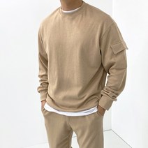 베럴댄나우 남녀공용 오버핏 포켓 카고 맨투맨