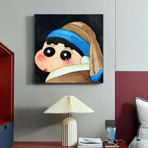 블링 5D 보석십자수 명화패러디 짱구 캐릭터 그림 DIY 취미 집콕, 38X38CM
